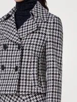 Pascal Double-Breasted Wool Jacket Houndstooth Print