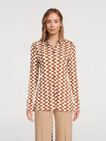 Matte Jersey Shirt Zig-Zag Print