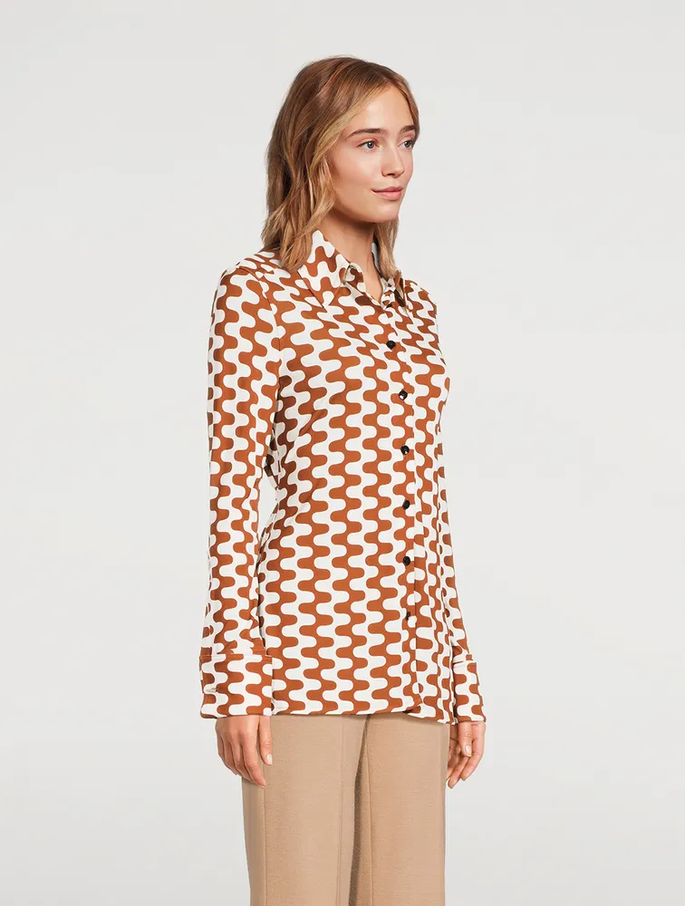 Matte Jersey Shirt Zig-Zag Print