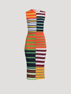 Mixed-Stripe Jacquard Knit Midi Dress