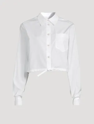 Cropped Poplin Drawstring Shirt