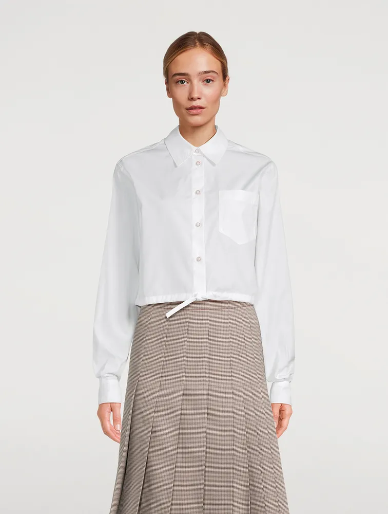 Cropped Poplin Drawstring Shirt