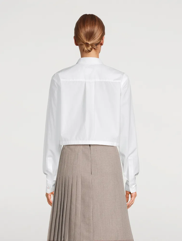 Cropped Poplin Drawstring Shirt