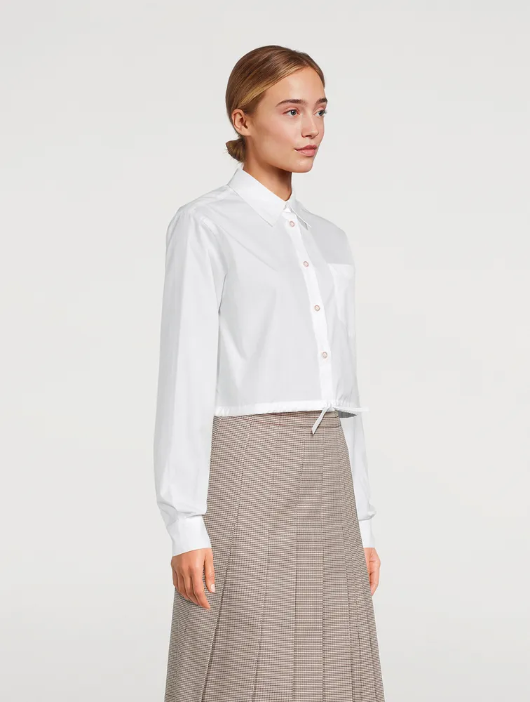 Cropped Poplin Drawstring Shirt