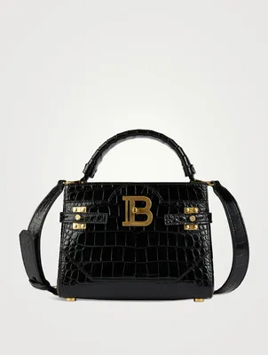 B-Buzz 22 Croc-Embossed Leather Top Handle Bag