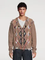 Wool-Blend Cut-Out Knit Cardigan