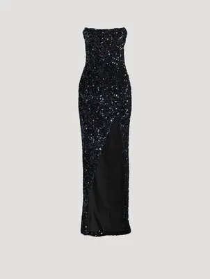 Sequin Strapless Gown