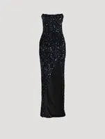 Sequin Strapless Gown