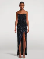 Sequin Strapless Gown