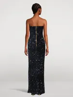 Sequin Strapless Gown