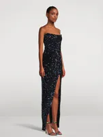 Sequin Strapless Gown