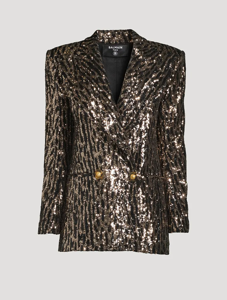 Sequin Double-Breasted Blazer
