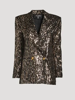 Sequin Double-Breasted Blazer