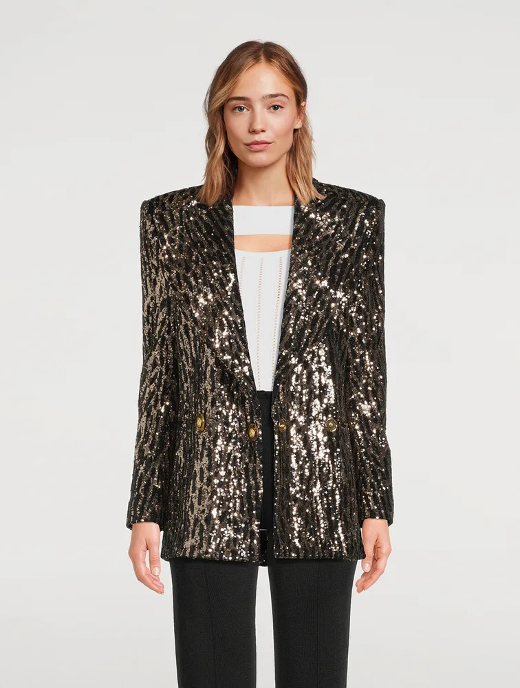 Sequin Double-Breasted Blazer