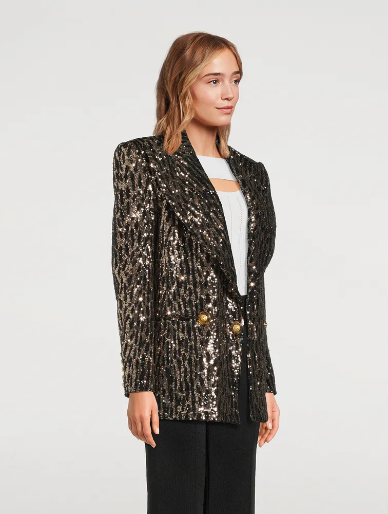 Sequin Double-Breasted Blazer