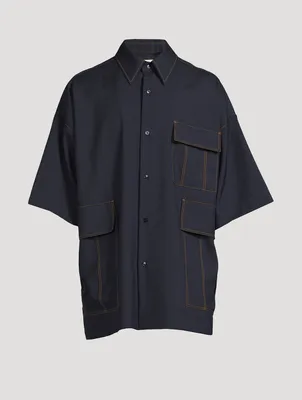 Tropical Wool Short-Sleeve Shirt