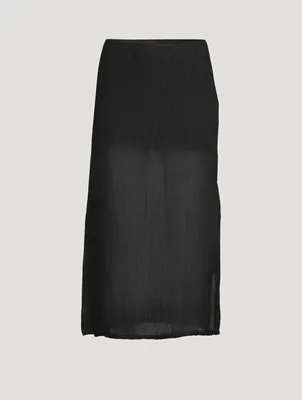 Savo Cotton And Linen Midi Skirt