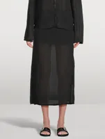 Savo Cotton And Linen Midi Skirt