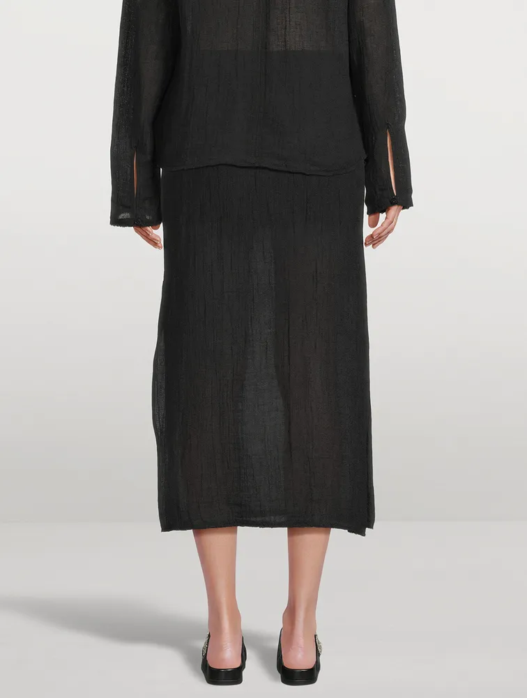 Savo Cotton And Linen Midi Skirt