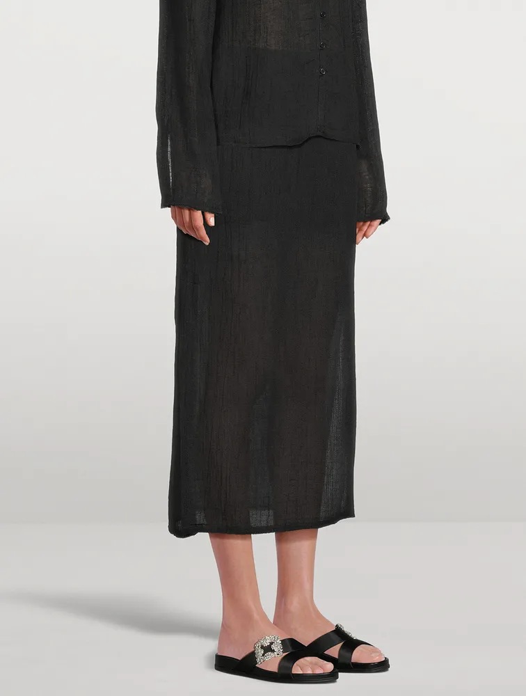 Savo Cotton And Linen Midi Skirt