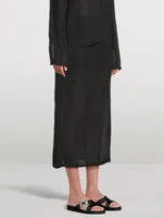 Savo Cotton And Linen Midi Skirt