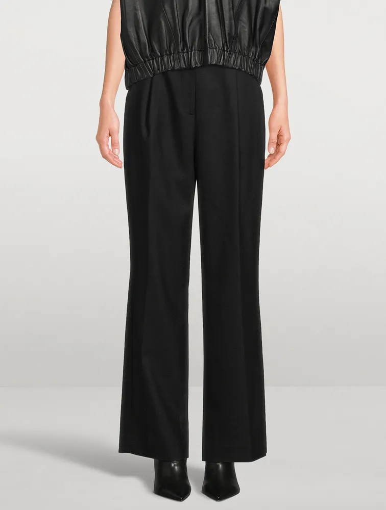 Solo Flannel Twill Wide-Leg Trousers