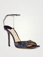 Saeda Glitter Sandals With Crystal Ankle Strap