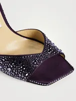 Saeda Glitter Sandals With Crystal Ankle Strap