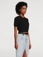 Ribbed Chenille Short-Sleeve Sweater
