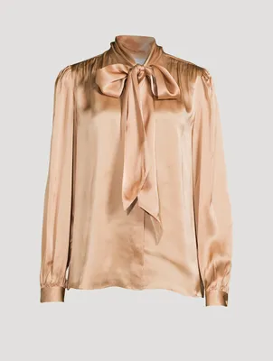 Femme Tie-Neck Silk Blouse