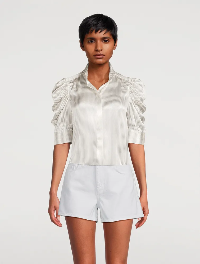 silk short sleeve blouse