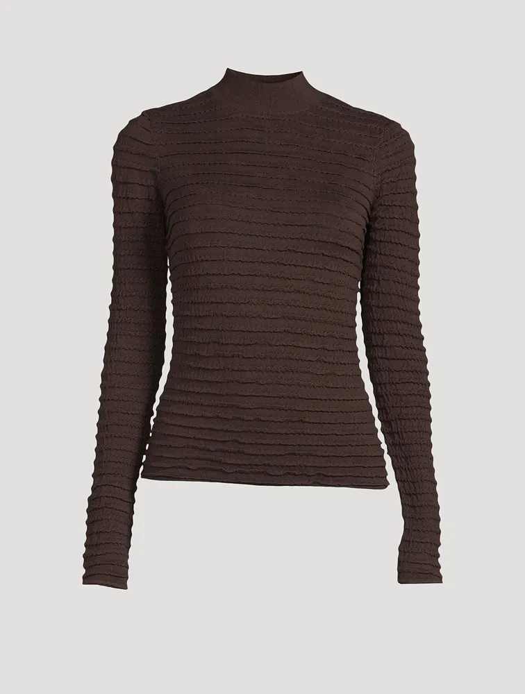 Smocked Mockneck Sweater