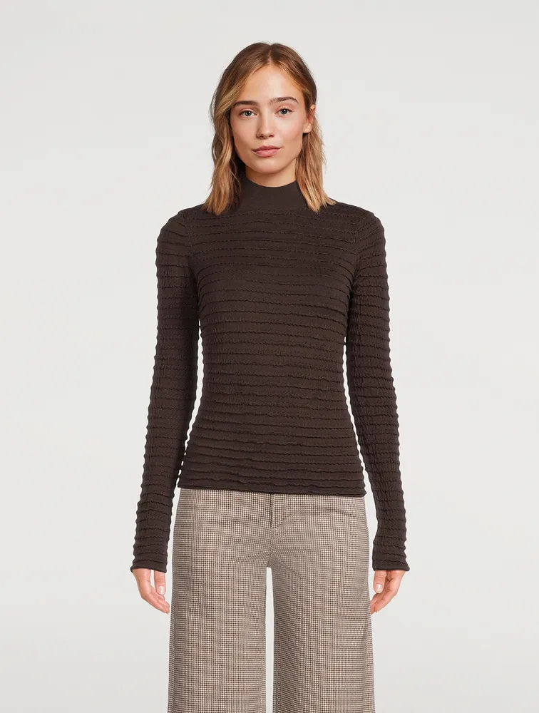 Smocked Mockneck Sweater