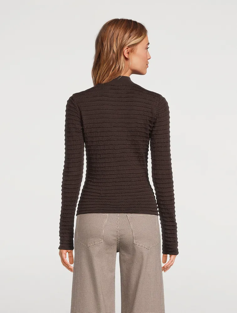 Smocked Mockneck Sweater