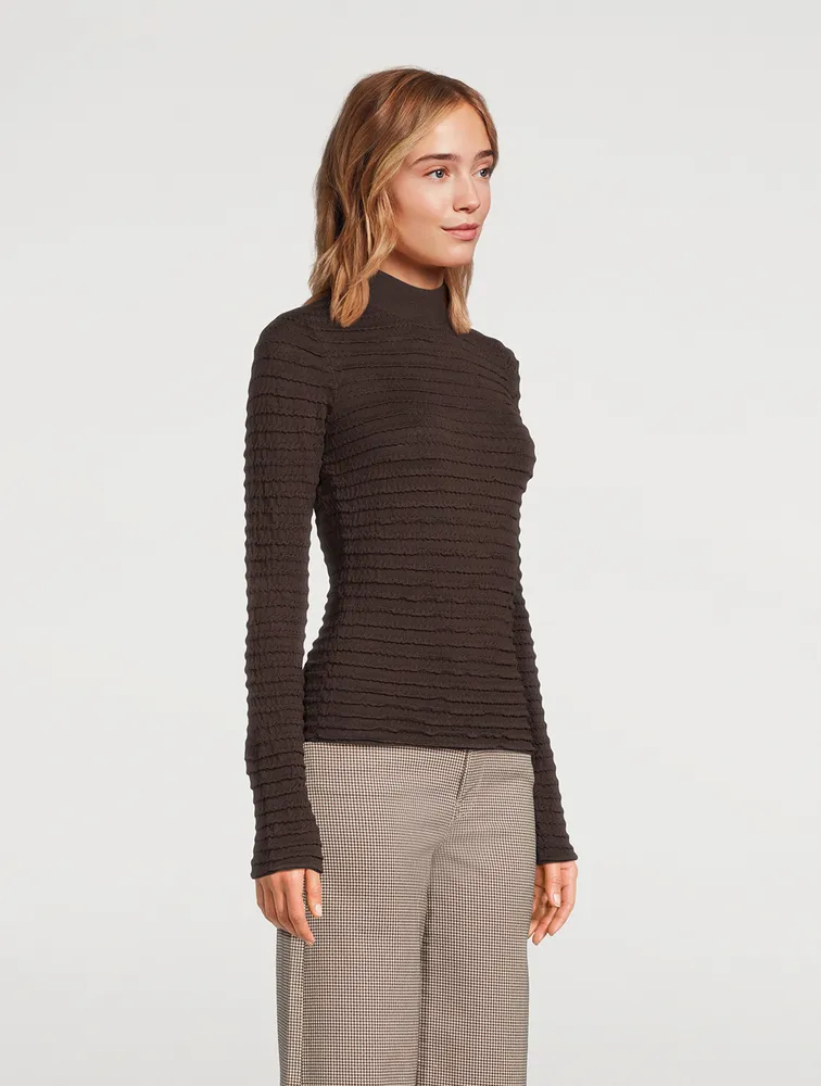 Smocked Mockneck Sweater