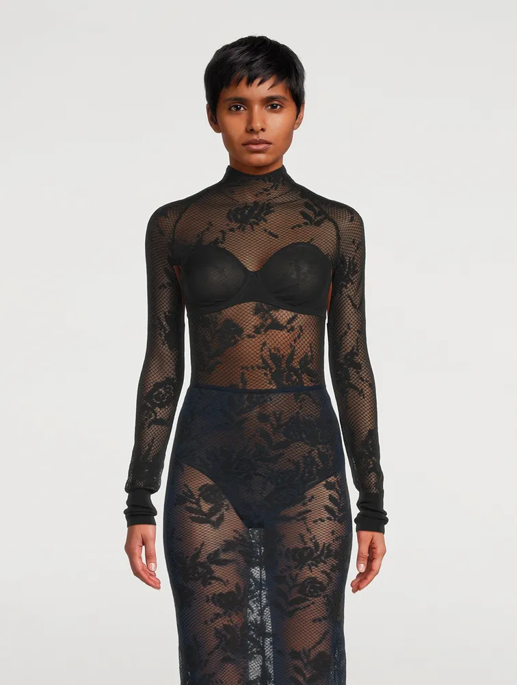 Sheer Floral Lace Bodysuit