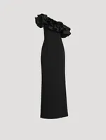 Chloe Ruffled One-Shoulder Gown