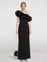 Chloe Ruffled One-Shoulder Gown