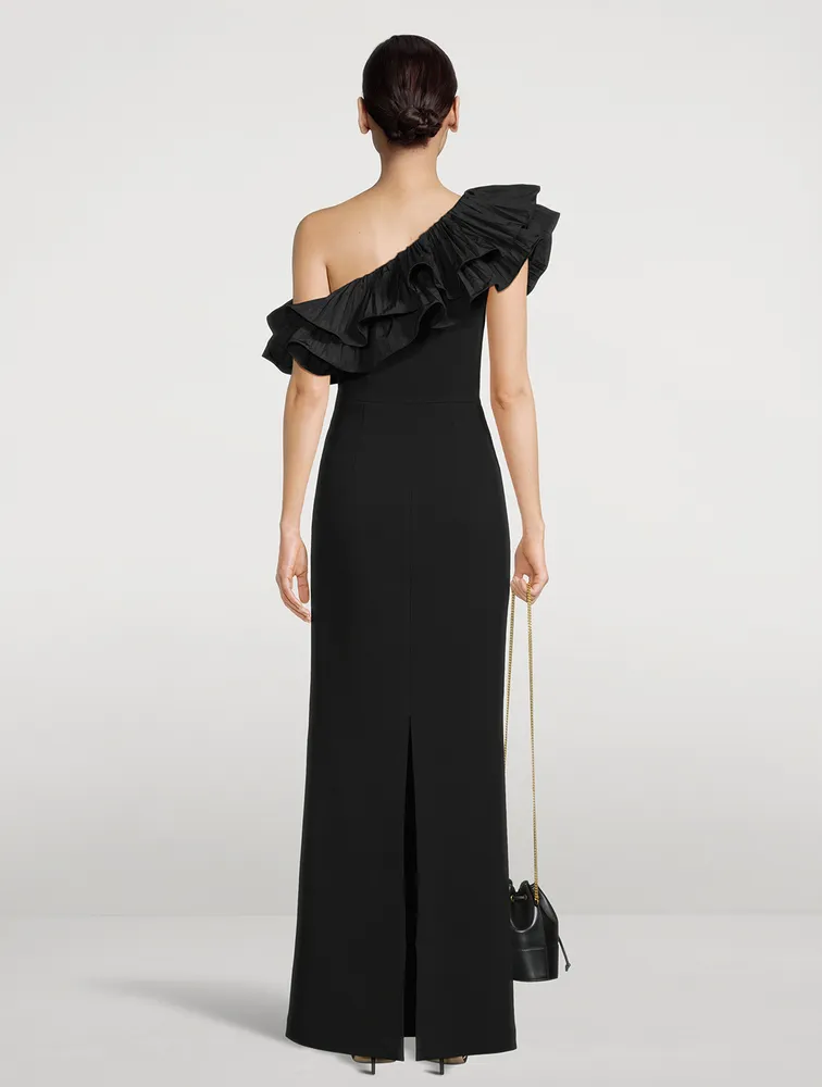 Chloe Ruffled One-Shoulder Gown