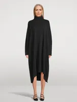 Scrunch-Neck Cashmere Sweater Dress