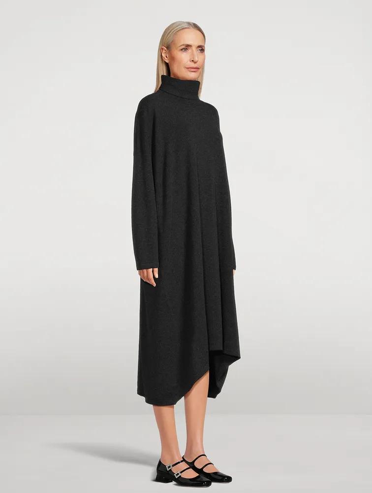 Scrunch-Neck Cashmere Sweater Dress