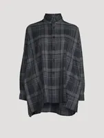 Double Stand Collar Shirt Check Print