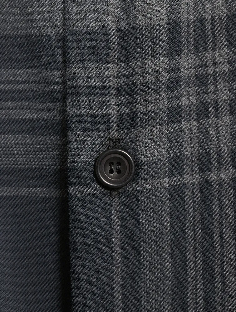 Double Stand Collar Shirt Check Print