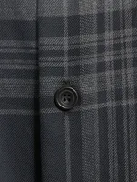 Double Stand Collar Shirt Check Print