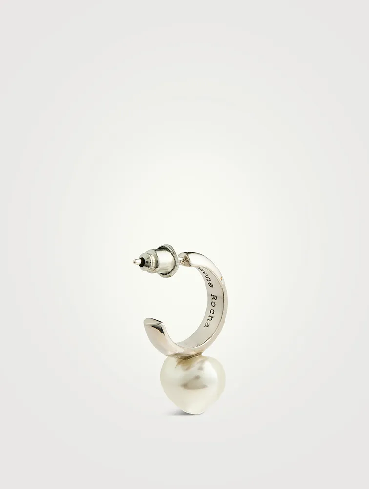 Mini Pearl Heart Hoop Earrings