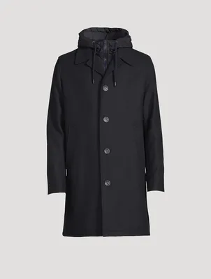 Eco Wool Coat With Removable Hood