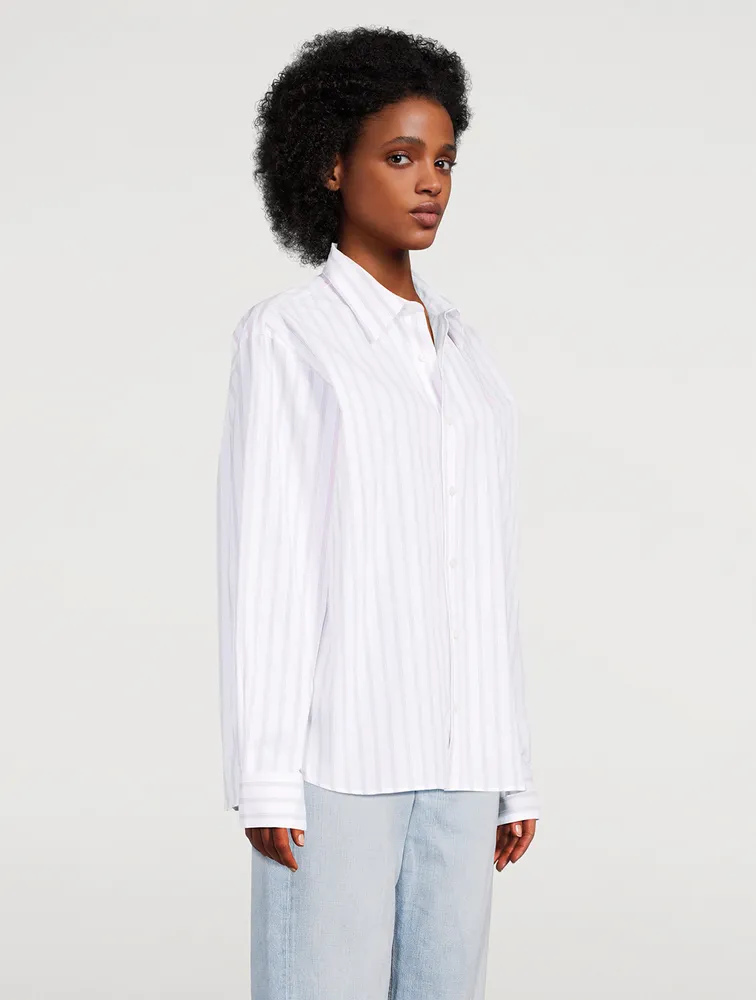 Cotton Long-Sleeve Shirt Striped Print