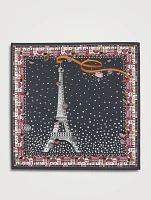 Silk Scarf In Eiffel Tower Yuletide Print