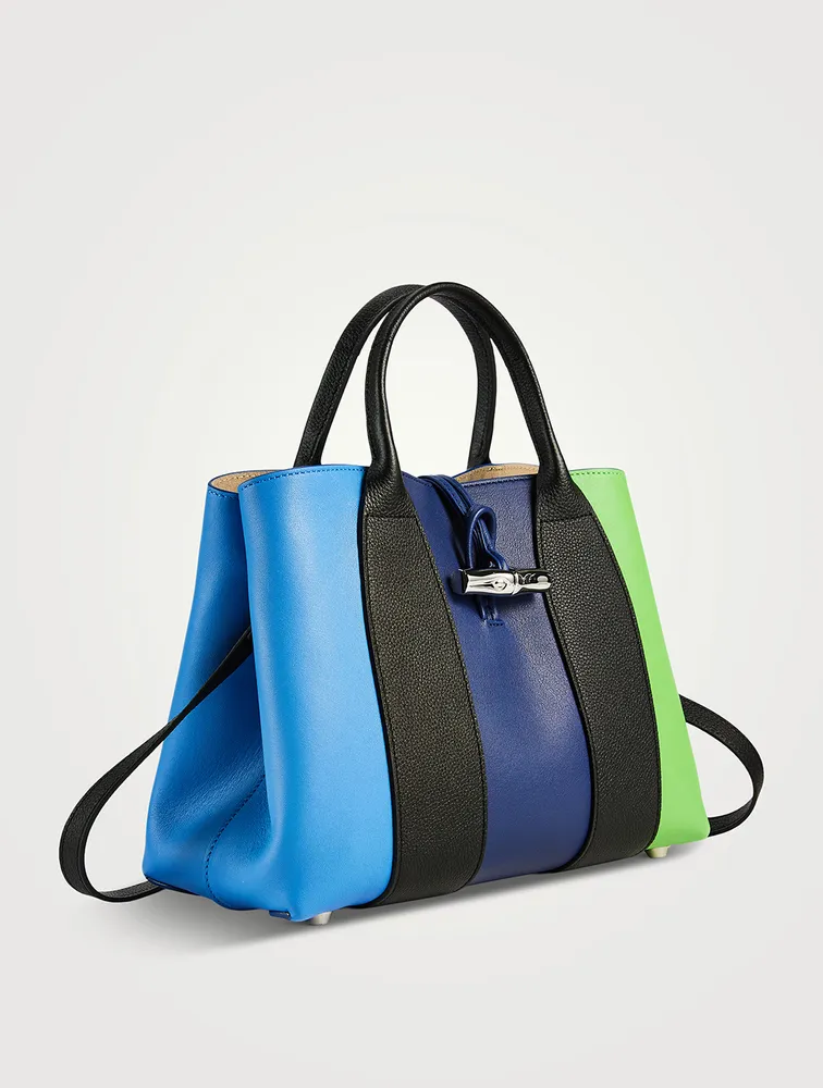 Longchamp Small Roseau Leather Tote Bag - Blue