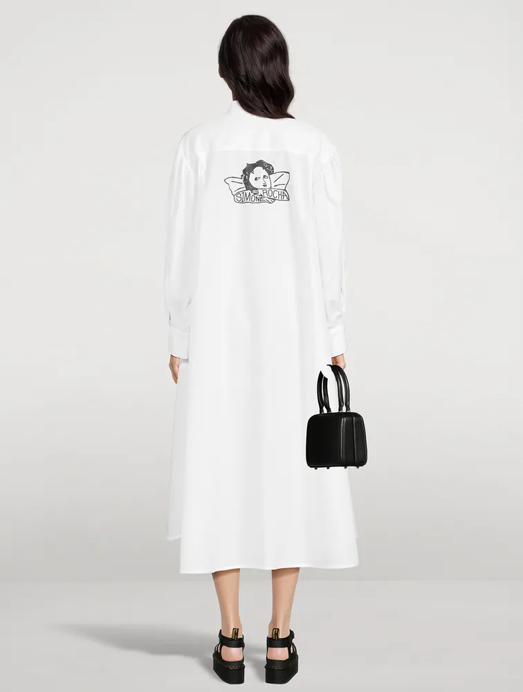 Cotton Midi Shirt Dress With Cup Detail